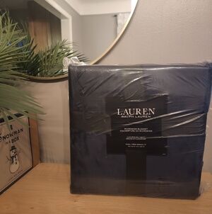 NWT KING Ralph Lauren Micromink Plush blanket Sapphire Blue LRL